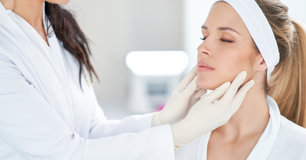 Female receiving consultation about treatments